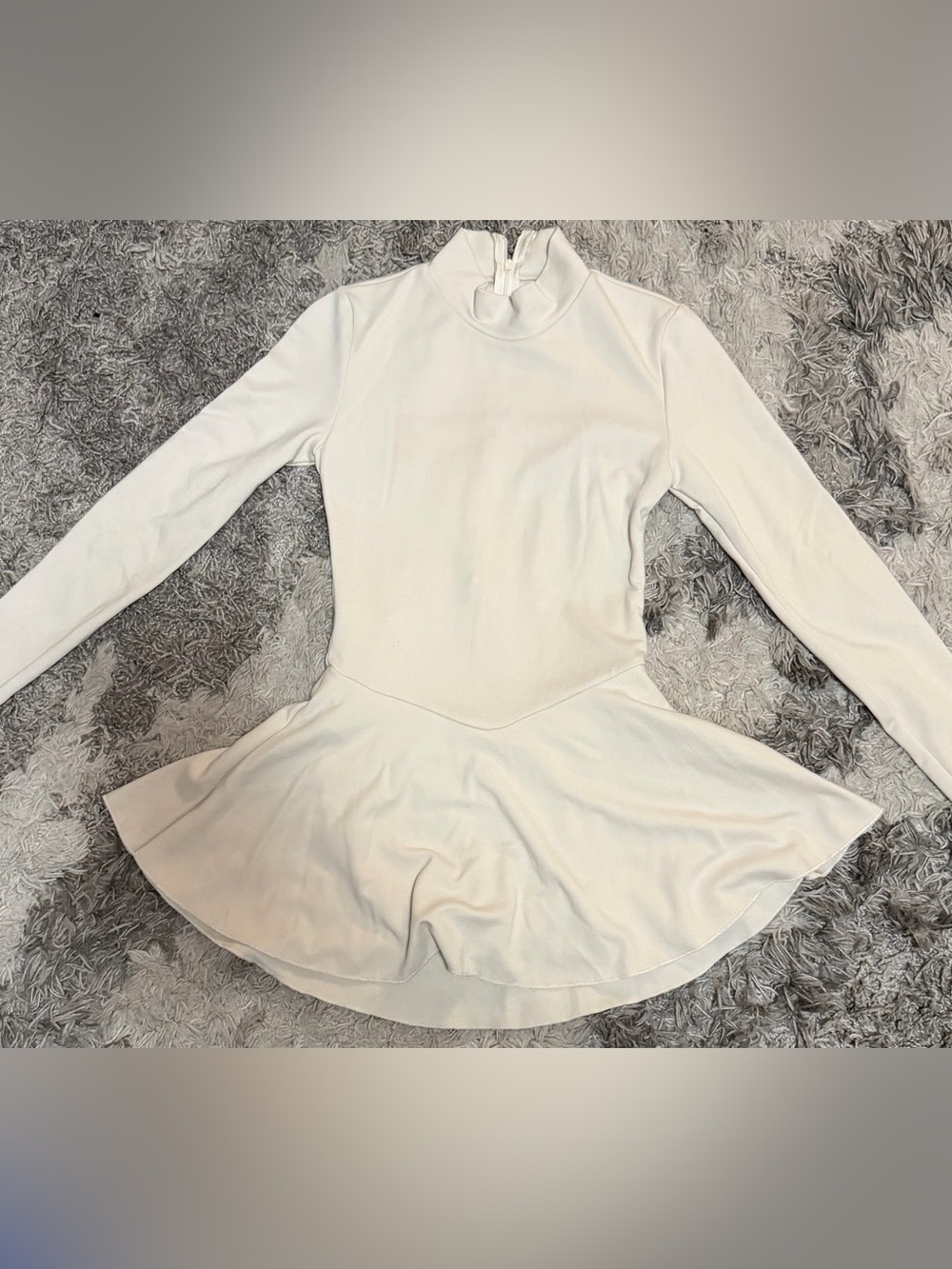 Los Angeles Apparel Long Sleeve Skater Dress in Cream (XS/S)